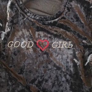 Forever 21 crushed velvet “Good Girl” long sleeve
